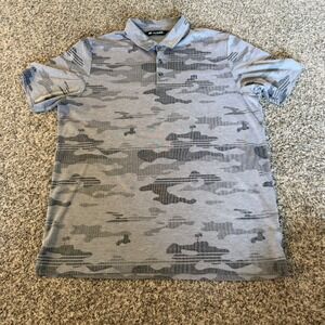 TravisMathew Mens XL Grey Camo Palm Tree Island Performance Golf Polo Shirt